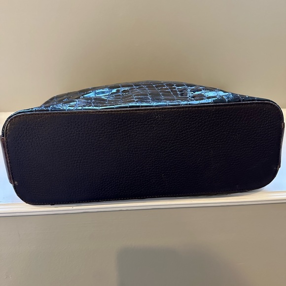 BRIGHTON Cher Brown Croco-Embossed Patent Leather w/Brown Leather Trim - Picture 4 of 6